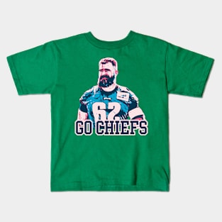 Go Chiefs // Jason Kelce Retro Fan Art Kids T-Shirt
